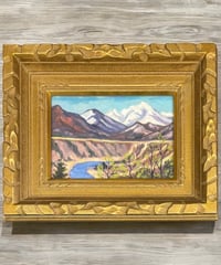 文部大臣賞受賞 蒲生栄一 油絵 谷川連峯遠望 サイン入り 金額 風景 油彩 額装 額 壁掛 絵画 色絵 雑貨 インテリア アンティーク コレクション