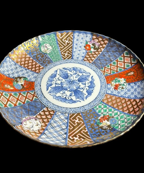 龍峰窯 色絵 大皿 [祥瑞花丸紋] 金彩 花風流 平皿 丸皿 小皿 取り皿 飾り皿 和食器 骨董品 アンティーク