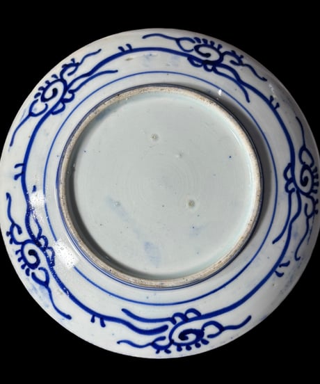 染付 平皿 [松竹梅文絵] 丸皿 大皿 取り皿 盛り皿 飾り皿 和食器 骨董品 アンティーク