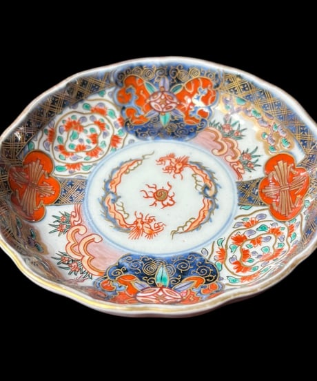 【2客セット】 太明萬歴年製 古伊万里 小皿 金彩 雲龍 草花文 赤絵 色絵 丸皿 盛り皿 飾り皿 古伊万里 古美術 江戸 元禄 和食器 骨董品 アンティーク