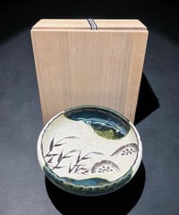 織部 深鉢 作家物 織部焼 共箱 大鉢 大皿 鉢 盛り皿 飾り皿 和食器 骨董品 アンティーク
