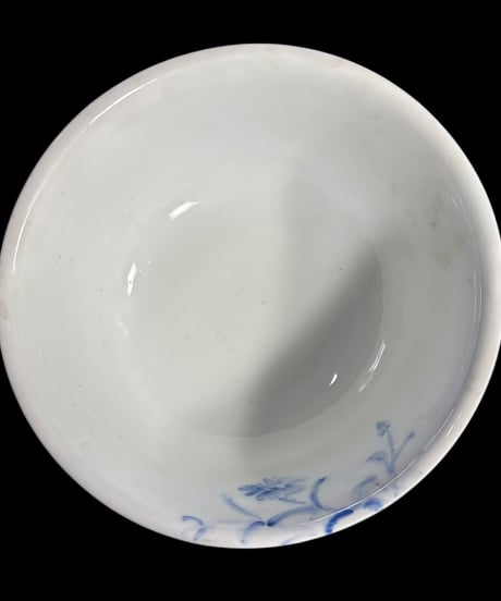 京焼 清水焼 鳳山窯 大鉢 裏印 染付 草花 盛り鉢 鉢 取り皿 飾り皿 和食器 陶器 伊万里 骨董品 アンティーク