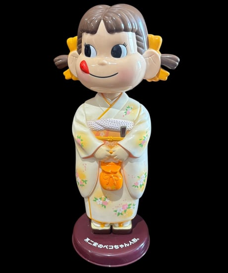 【レア品】ペコちゃん 不二家 首振り人形 着物 インテリア コレクション 置物 オブジェ 非売品 骨董品 アンティーク