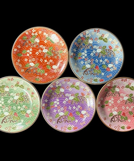 【5客セット】有田焼 吾山窯 和皿 [花柄着物絵] 取り皿 小皿 平皿 丸皿 豆皿 和食器 骨董品 アンティーク