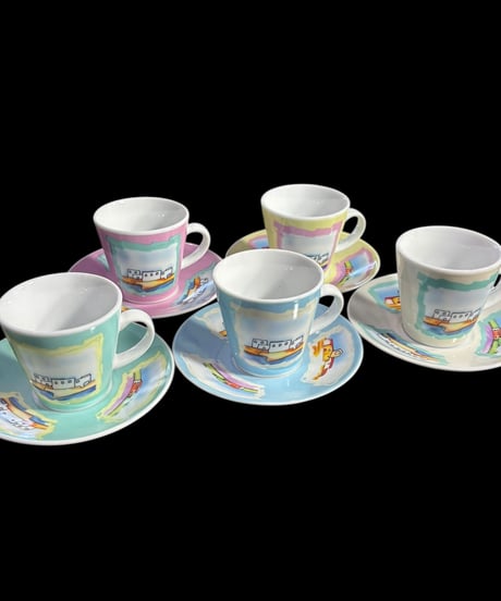 【5客揃】 カップ&ソーサー 風景図 デミタスカップ アソート 紅茶 コーヒー カップ 茶器 昭和 レトロ アンティーク
