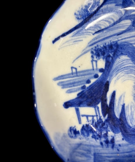 古伊万里 染付 丸皿 [山水風景絵] 中皿 小皿 取り皿 盛り皿 飾り皿 和食器 陶器 骨董品 アンティーク
