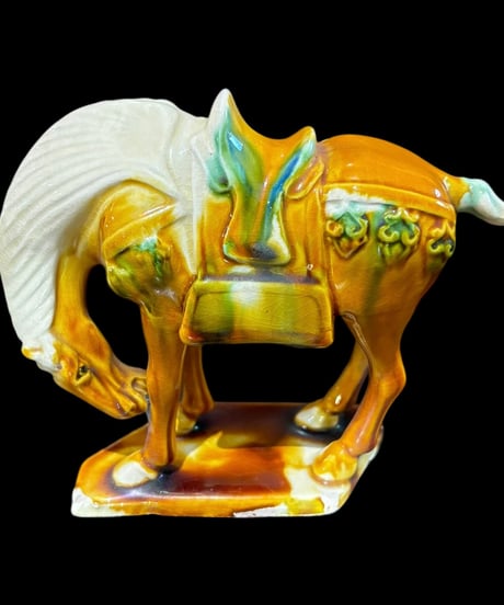 唐三彩 馬 置物 中国雑貨 縁起物 オブジェ 置物 中国 唐 干支 ウマ 陶器 古磁器 骨董品 アンティーク