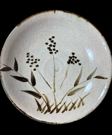 唐津焼 杉谷窯 1970年代 約26cm 大皿 丸皿 取り皿 飾り皿 和食器 時代物 陶器 骨董品 アンティーク