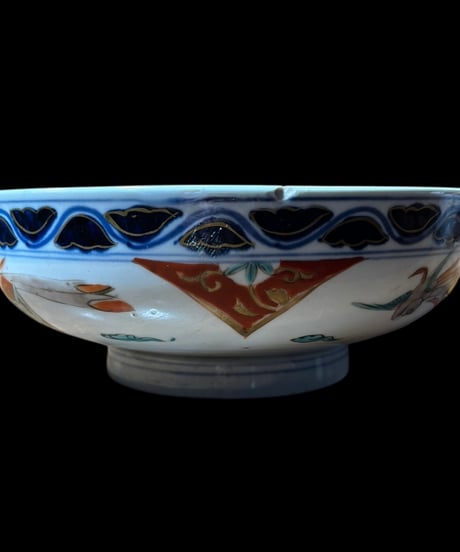 古伊万里 大鉢 鳥梅竹文図 盛り鉢 色絵 鉢 取り皿 飾り皿 和食器 陶器 伊万里 時代物 骨董品 アンティーク