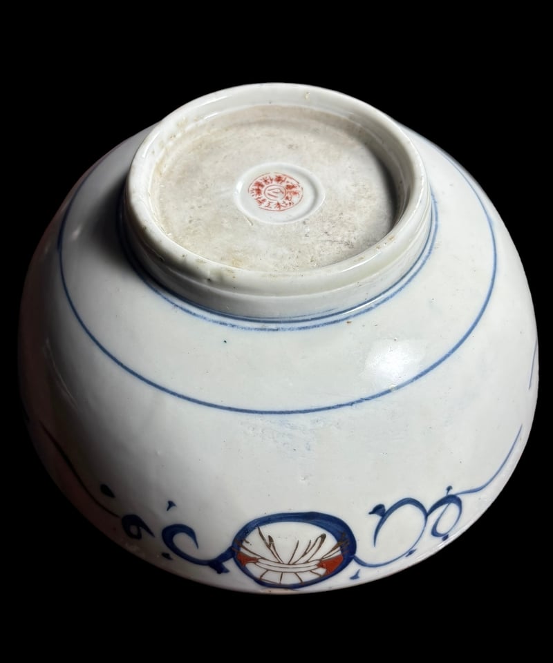 古伊万里 色絵菊割花文 大鉢48㎝ 盛鉢 大皿 花唐草 江戸期様式 古美術 骨董 所載品 古伊万里（藍柿右衛門様式）草花文大鉢 江戸時代中期 | 古美術
