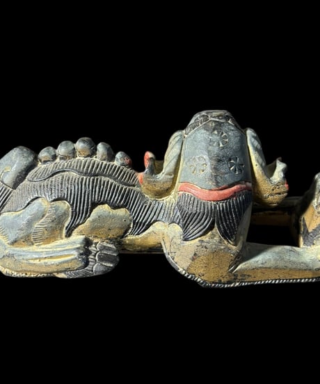 獅子 木彫り 置物 彫刻 縁起物 飾り 木製 工芸品 インテリア 骨董品 アンティーク
