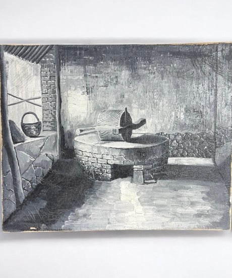油絵【風景絵】中国雑貨 油彩 額装 壁掛 絵画 色絵 中国 民国 古美術 雑貨 インテリア アンティーク コレクション