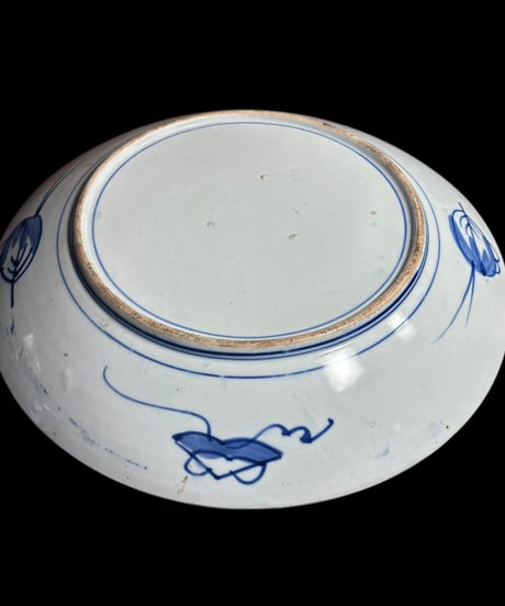 古伊万里 色絵【鶴草花紋】大皿 丸皿 盛り皿 飾り皿 和食器 古美術 和食器 骨董品 アンティーク