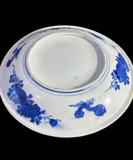 古伊万里 梅牡丹文図 染付 時代物 大皿 盛り皿 飾り皿 古伊万里 古美術 和食器 骨董品 アンティーク
