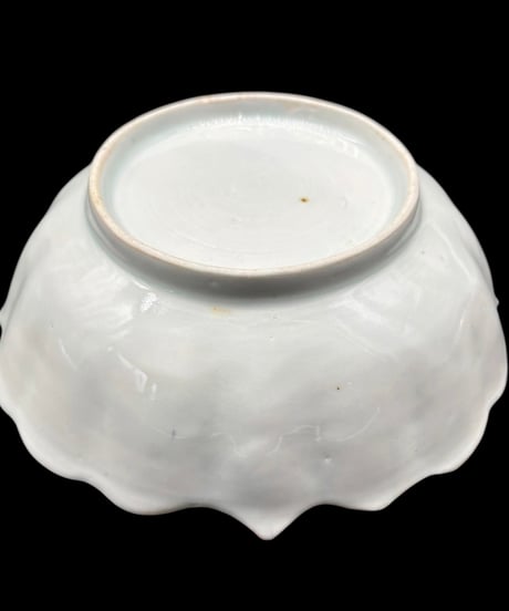 【4客セット】江戸期 古伊万里 染付 輪花皿 なます皿 花形 小鉢 取り皿 盛り皿 飾皿 時代物 和食器 骨董品 アンティーク