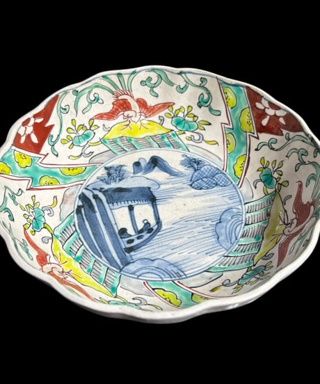 【2客セット】 古伊万里 色絵 なます皿 鳥草花文 山水風景図 時代物 伊万里 和食器 骨董品 アンティーク