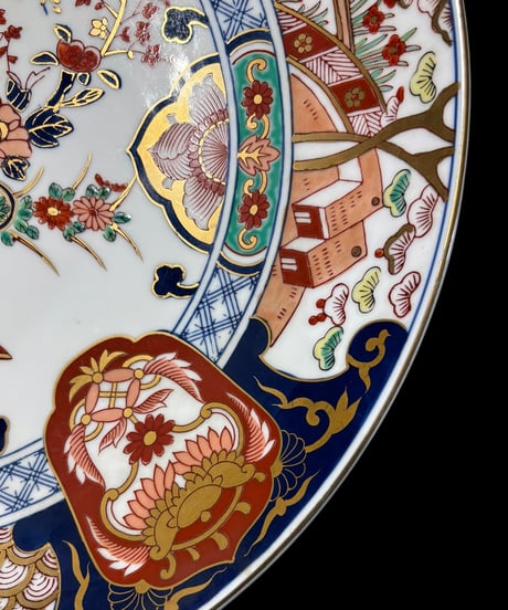 有田焼 秀峰作 金彩 色絵 絵皿 大皿 取り皿 飾り皿 伊万里 陶器 作家物 骨董品 アンティーク