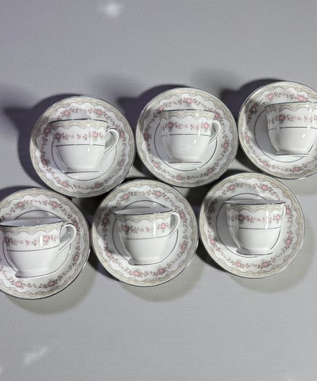 【6客揃】 Noritake GLENWOOD 5770 カップ&ソーサー グレンウッド マグカップ 花柄 紅茶 コーヒー カップ 茶器 昭和 レトロ アンティーク
