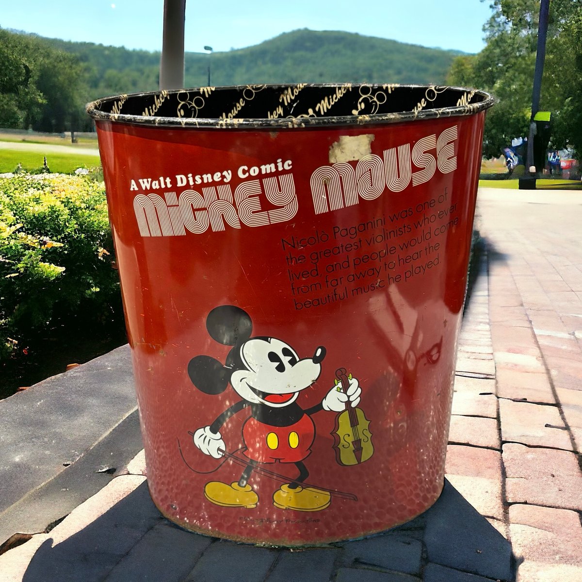 Disney ディズニー ミッキー ブリキ缶 ボックス レトロ ディズニー ミッキーマウス ゴミ箱 昭和レトロ 傘立て ブリキ缶