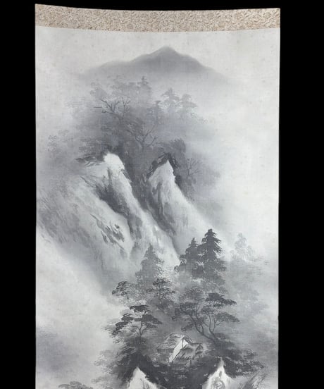 瑞景 掛け軸 [山水図] 作家物 時代物 御掛軸 昭和 レトロ インテリア 壁掛け 古美術 骨董品 アンティーク