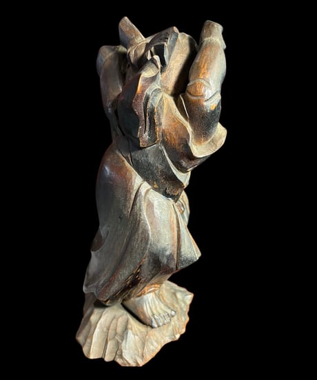 木彫り 大黒天 七福神 木製 大黒様 縁起物 開運 縁起物 仏像 古美術 仏教美術 インテリア 置物 オブジェ 骨董品 アンティーク