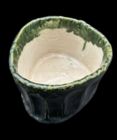 織部焼 水指 三脚 鉢 花生け 織部 陶器 インテリア 工芸品 骨董品 アンティーク
