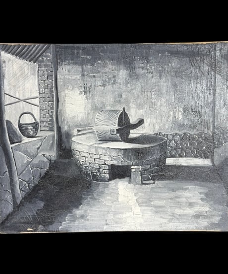 油絵【風景絵】中国雑貨 油彩 額装 壁掛 絵画 色絵 中国 民国 古美術 雑貨 インテリア アンティーク コレクション