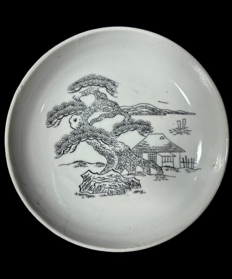 色絵 松 丸皿 2枚セット なます皿 取り皿 小皿 豆皿 和食器 骨董品