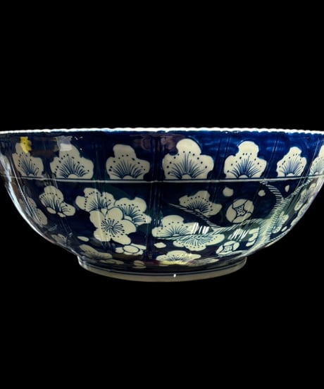 古伊万里 大鉢 梅の木 裏印あり 梅 染付 盛り鉢 色絵 鉢 取り皿 飾り皿 和食器 陶器 伊万里 骨董品 アンティーク