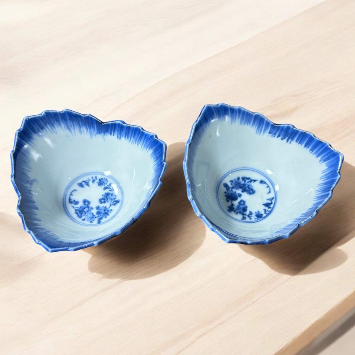 2客セット】染付 小鉢 葉 鉢 盛り皿 飾り皿 深鉢 器 和食器