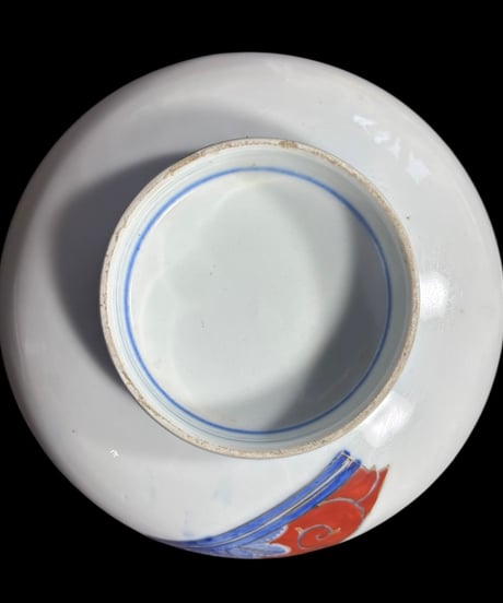 古伊万里 大鉢 [松竹梅草花風景扇文図] 色絵 鉢 丸皿 取り皿 飾り皿 和食器 江戸 伊万里 陶器 骨董品 アンティーク