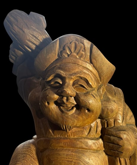 木彫り 大黒天 七福神 木製 大黒様 開運 縁起物 彫刻 仏像 古美術 インテリア 置物 オブジェ 骨董品 アンティーク
