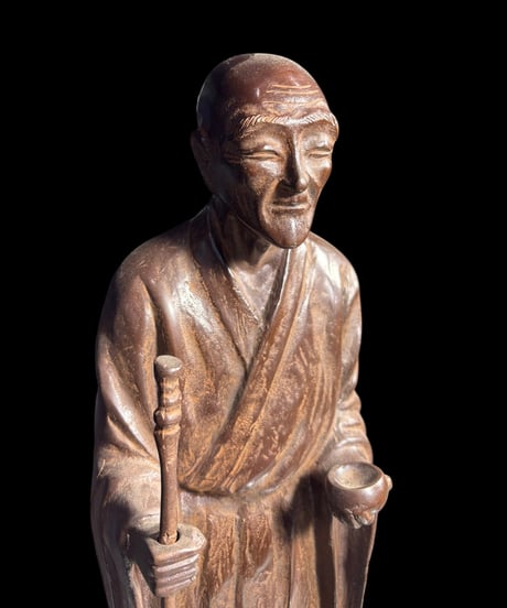 金工師 照雲作 銅製良寛像 作家物 仏像 インテリア 置物 オブジェ 骨董品 時代物 アンティーク
