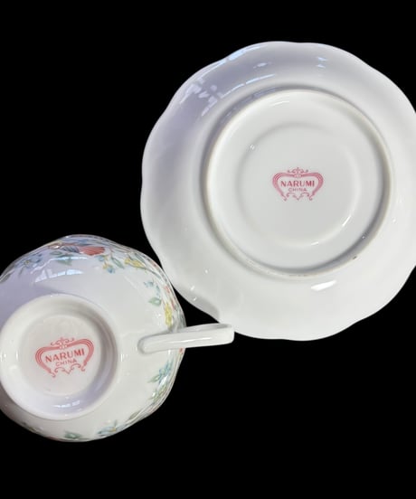 【3客揃】 NARUMI CHINA カップ&ソーサー 鳥 花柄 マグカップ 紅茶 コーヒー カップ 茶器 昭和 レトロ アンティーク