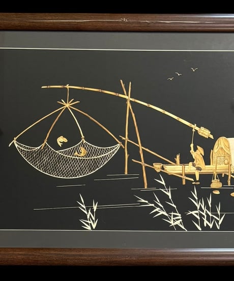 中国現地買入 切り絵 貼り絵 中国 釣り絵 風景 額 版画 アート イラスト 美術品 中国雑貨 コレクション 骨董品 アンティーク