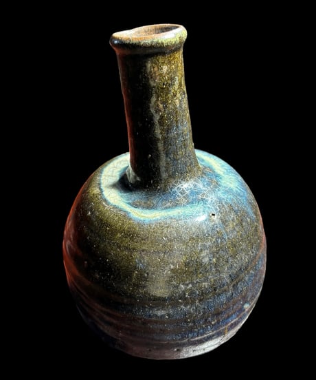 徳利 青 壺 フラワーベース 藍 花瓶 花入れ 花器 陶器 古美術 骨董品