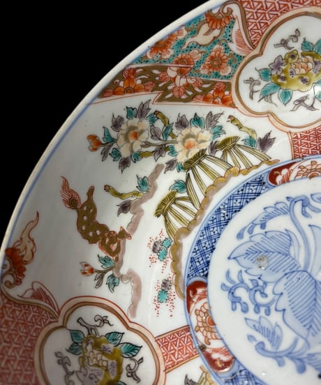 【現品限り!!】2組鉢 伊万里 獅子草花文図 金彩 赤絵 色絵 鉢 丸皿 盛り皿 飾り皿 江戸 古伊万里 古美術 和食器 骨董品 アンティーク
