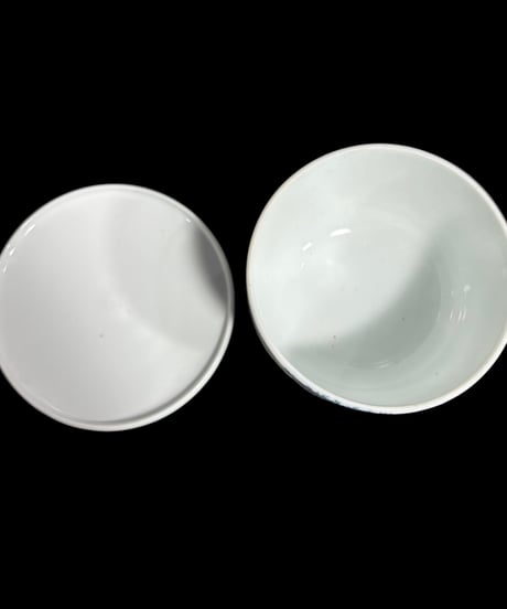 【2客セット】染付 蓋付き 向付 [松竹梅紋柄] 湯呑み 茶器 茶碗 茶道具 器 陶器 骨董品