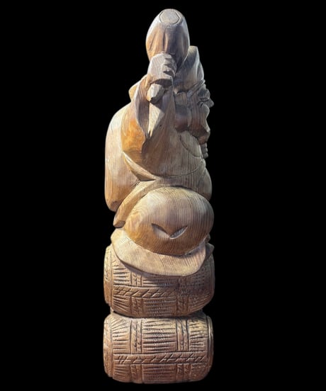 木彫り 大黒天 七福神 木製 大黒様 恵比寿 開運 縁起物 彫刻 仏像 古美術 インテリア 置物 オブジェ 骨董品 アンティーク