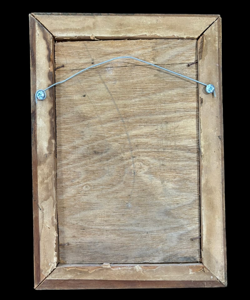 中国美術 絵画【松風景人物絵】額装 壁掛 扁額 五彩 色絵 民国 古美術