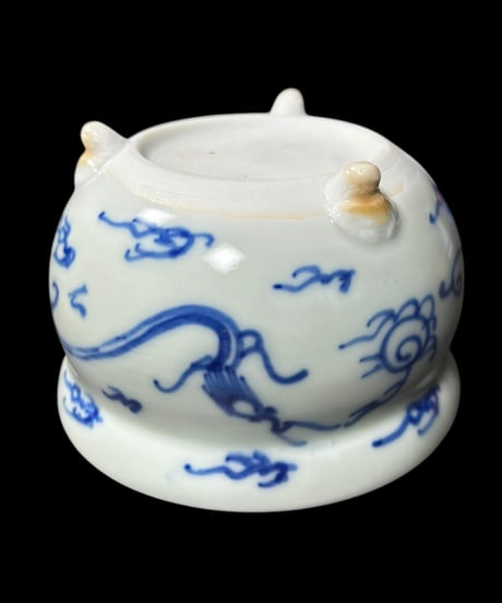 壺 龍 中国雑貨 染付 フラワーベース 花瓶 花入れ 丸壺 花器 陶器 中国 シノワズリ 古美術 骨董品 アンティーク