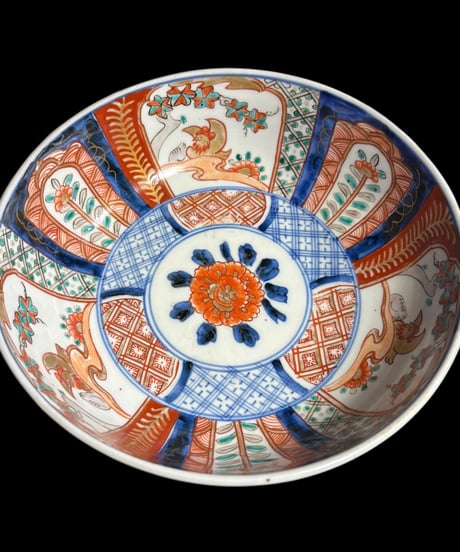 【現品限り!!】伊万里 大鉢 [窓絵鳥草花文] 金彩 赤絵 色絵 鉢 丸皿 盛り皿 飾り皿 古伊万里 古美術 明治 和食器 骨董品 アンティーク