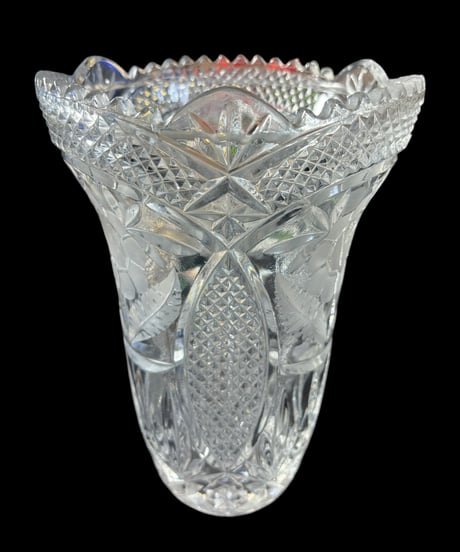 クリスタルガラス 花瓶 フラワーベース クリスタル 硝子 花入れ 花器 陶器 インテリア 昭和 レトロ 骨董品 アンティーク