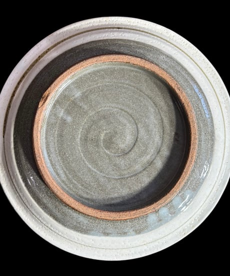 粉引魚紋厚口 手描き 丸皿 魚 取り皿 盛り皿 飾り皿 和食器 骨董品 アンティーク