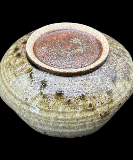 信楽 片口鉢 緑釉 郷水 作家物 花形 織部 共箱 大皿 鉢 盛り皿 飾り皿 和食器 骨董品 アンティーク