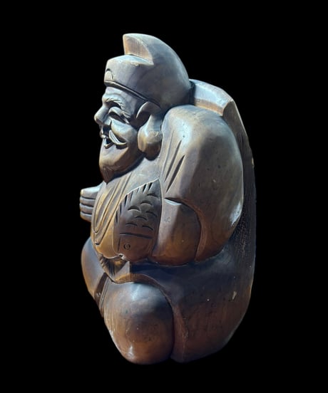木彫り 恵比寿 七福神 木製 恵比寿様 大黒天 開運 縁起物 彫刻 仏像 古美術 インテリア 置物 オブジェ 骨董品 アンティーク