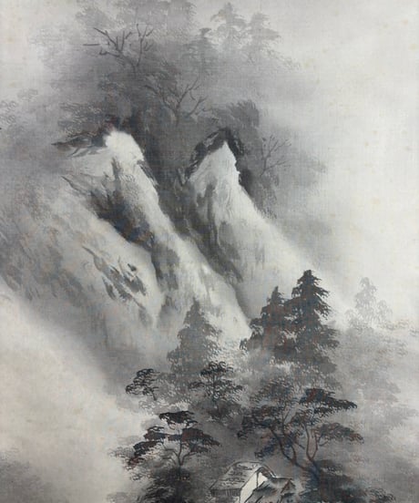 瑞景 掛け軸 [山水図] 作家物 時代物 御掛軸 昭和 レトロ インテリア 壁掛け 古美術 骨董品 アンティーク