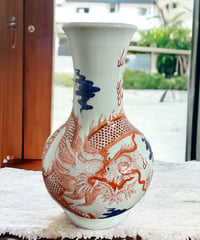 紅龍 壺 中国雑貨 フラワーベース 花瓶 花入れ 花器 陶器 古美術 骨董品