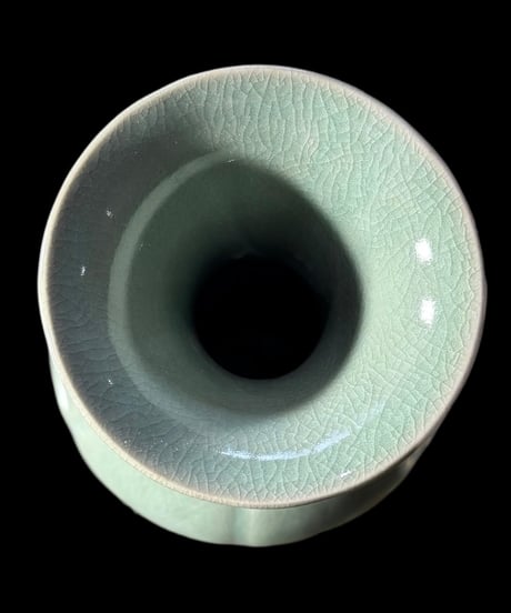 高麗青磁 象嵌 蛍堂 花瓶 フラワーベース 桐箱 花器 陶器 置物 韓国 インテリア 骨董品 ヴィンテージ