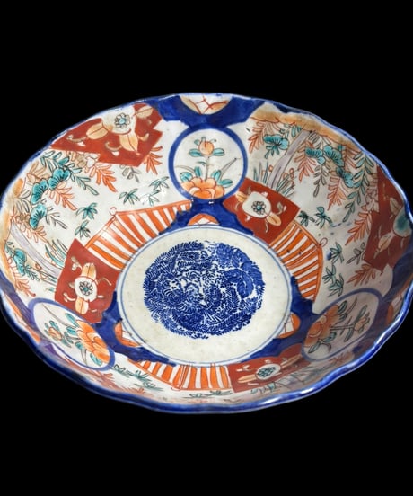 【現品限り!!】伊万里 大鉢 [草花文] 赤絵 色絵 大皿 丸皿 鉢 盛り皿 飾り皿 古伊万里 古美術 和食器 骨董品 アンティーク